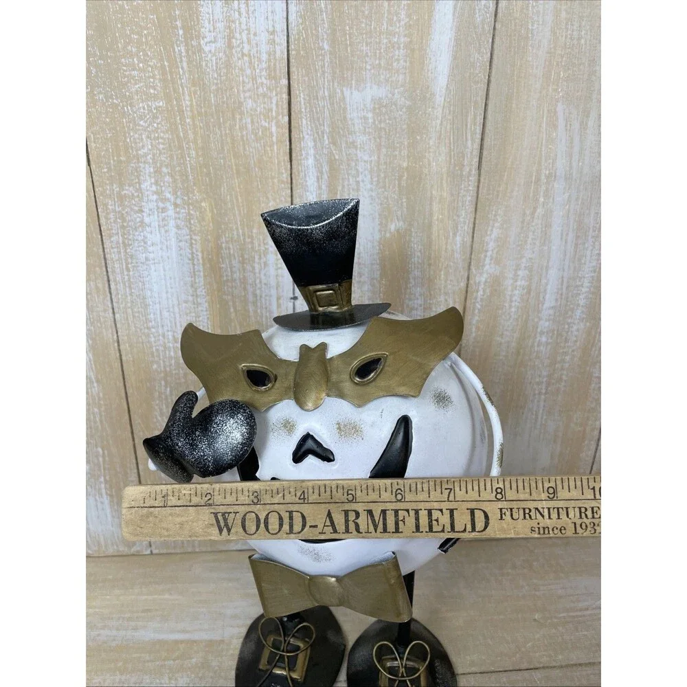 Masked Jack-o-Lantern Halloween Pumpkin Metal Figure Benedict & Leopold